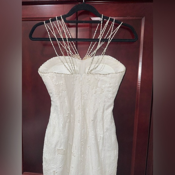 Custom Couture Walter Mikael Elegant White Sequin Strapless Evening Gown - Picture 6 of 16